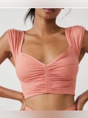 FP Movement by Free People Pink Ruched Crop Top